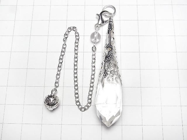[Video] Crystal AAA Pendulum 65x14x14mm with chain, silver color, 1pc
