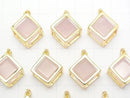 [Video] Rose Quartz AAA- Dice Pendant 20x20mm 18KGP 1pc