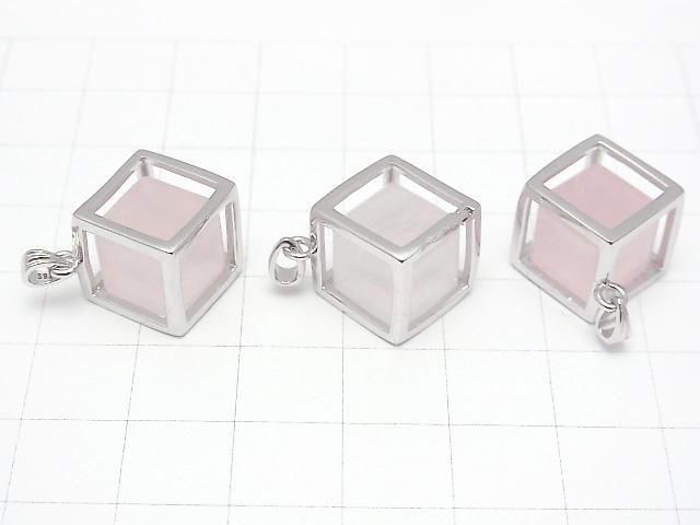 [Video]Rose Quartz AAA- Dice Pendant 20x20mm Silver925 1pc