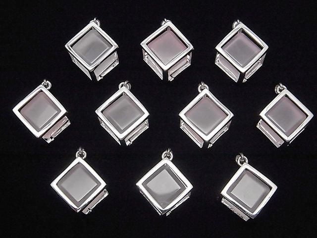 [Video]Rose Quartz AAA- Dice Pendant 20x20mm Silver925 1pc