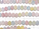 [Video] Glass Beads Faceted Button Rondelle 4.5x4.5x3.5mm Milky x Multicolor AB 1strand beads (aprx.15inch/37cm)