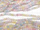 [Video] Glass Beads Faceted Button Rondelle 4.5x4.5x3.5mm Milky x Multicolor AB 1strand beads (aprx.15inch/37cm)