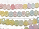 [Video] Glass Beads Faceted Button Rondelle 6x6x4.5mm Milky x Multicolor AB 1strand beads (aprx.15inch/37cm)