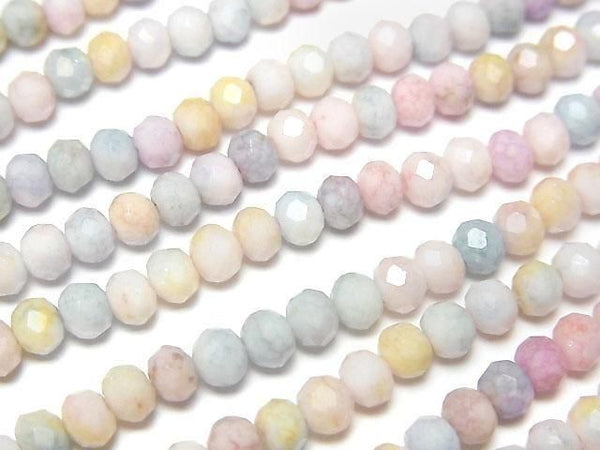 [Video] Glass Beads Faceted Button Roundel 4x4x3.5mm Multicolor [Pastel] AB 1strand beads (aprx.16inch/40cm)
