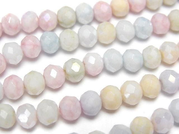 [Video] Glass Beads Faceted Button Roundel 6x6x5mm Multicolor [Pastel] AB 1strand beads (aprx.16inch/39cm)