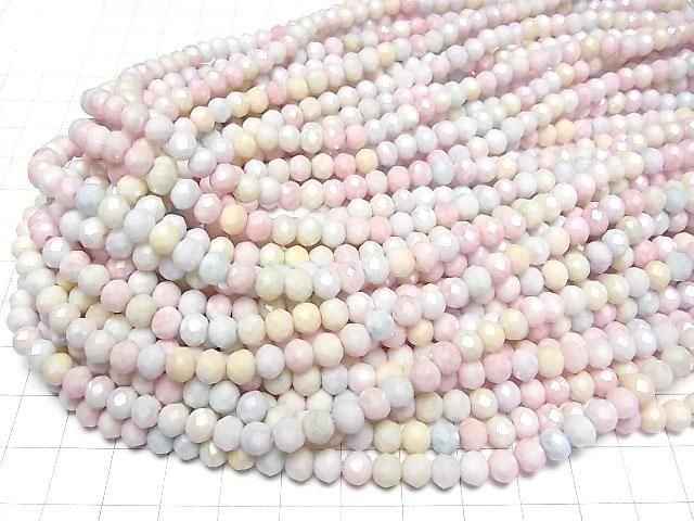 [Video] Glass Beads Faceted Button Rondelle 6x6x5mm Multicolor [Pastel] AB 1strand beads (aprx.16inch/39cm)