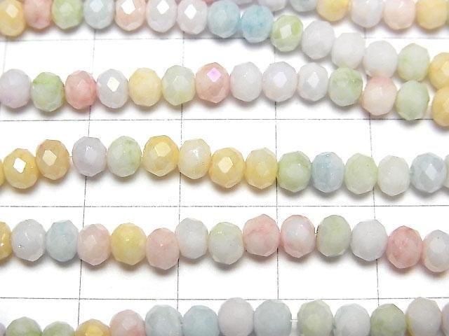 [Video] Glass Beads Faceted Button Rondelle 4.5x4.5x3.5mm Multicolor [Light color] AB 1strand beads (aprx.16inch/40cm)