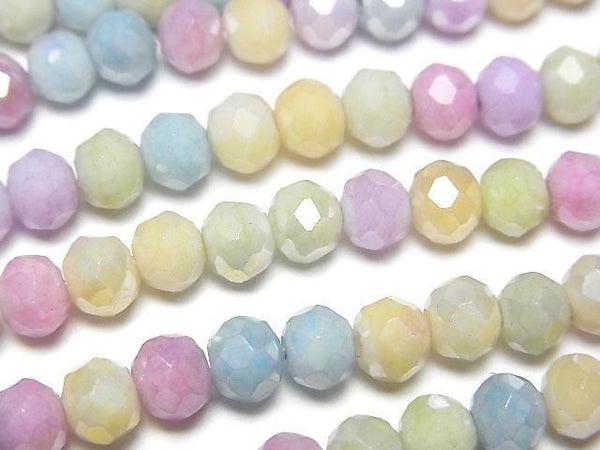 [Video] Glass Beads Faceted Button Roundel 6x6x5mm Multi color [Deep color] AB 1strand beads (aprx.15inch/38cm)