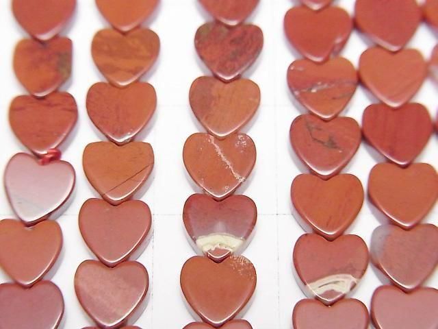 [Video] Red Jasper Vertical Hole Heart 6x6mm 1strand beads (aprx.15inch/36cm)