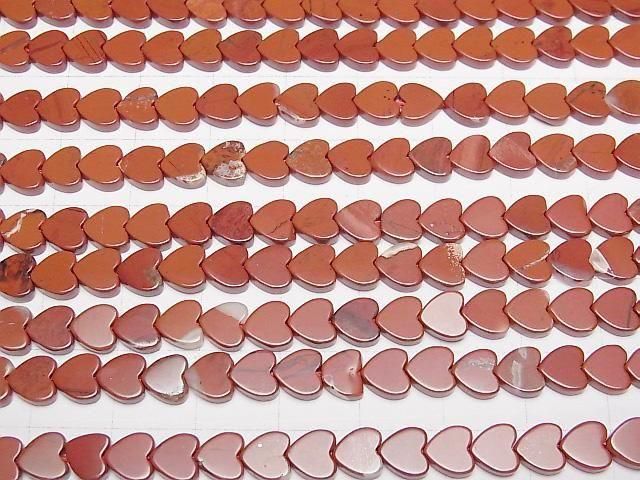 [Video] Red Jasper Vertical Hole Heart 6x6mm 1strand beads (aprx.15inch/36cm)