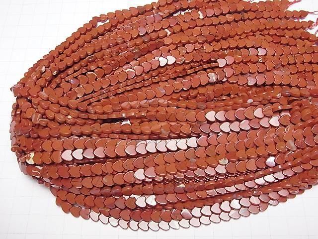 [Video] Red Jasper Vertical Hole Heart 6x6mm 1strand beads (aprx.15inch/36cm)