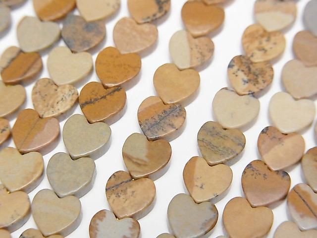 [Video] Picture Jasper Vertical Hole Heart 6x6mm 1strand beads (aprx.15inch/36cm)