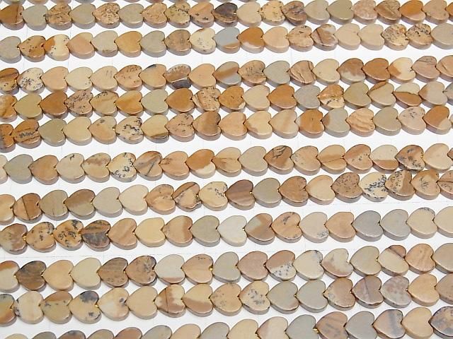 [Video] Picture Jasper Vertical Hole Heart 6x6mm 1strand beads (aprx.15inch/36cm)