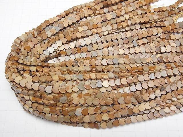 [Video] Picture Jasper Vertical Hole Heart 6x6mm 1strand beads (aprx.15inch/36cm)