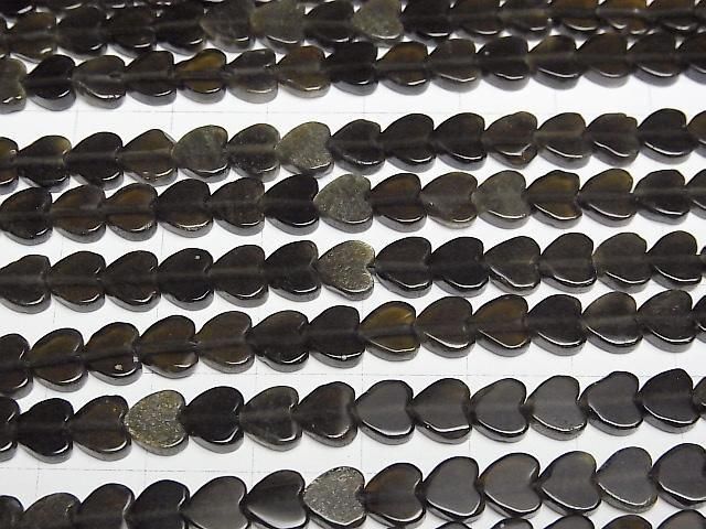 [Video] Golden Obsidian Vertical Hole Heart 6x6mm 1strand beads (aprx.15inch/36cm)