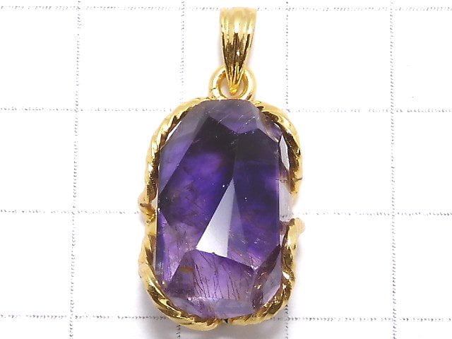 [Video][One of a kind] Amethyst Elestial AAA Pendant 18KGP NO.39