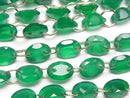 [Video]High Quality Green Onyx AAA Oval Faceted 8x6mm [Double Hole] 1strand (10pcs)