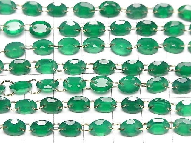 [Video]High Quality Green Onyx AAA Oval Faceted 8x6mm [Double Hole] 1strand (10pcs)