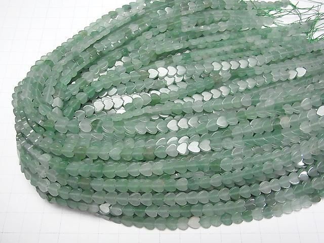 [Video] Green Abercrombie Vertical Hole Heart 6x6mm 1strand beads (aprx.15inch/36cm)