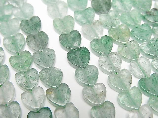 [Video] Green Abercrombie Vertical Hole Heart 6x6mm 1strand beads (aprx.15inch/36cm)
