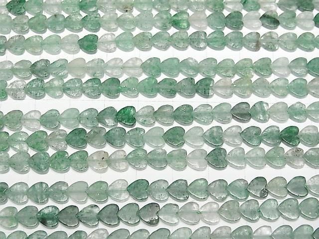 [Video] Green Abercrombie Vertical Hole Heart 6x6mm 1strand beads (aprx.15inch/36cm)