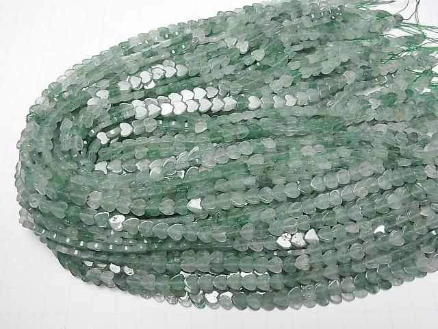 [Video] Green Abercrombie Vertical Hole Heart 6x6mm 1strand beads (aprx.15inch/36cm)