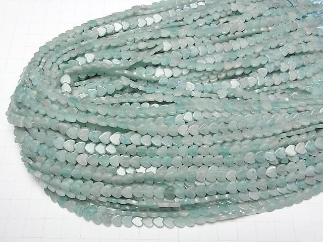 [Video] Amazonite Vertical Hole Heart 6x6mm 1strand beads (aprx.15inch/36cm)