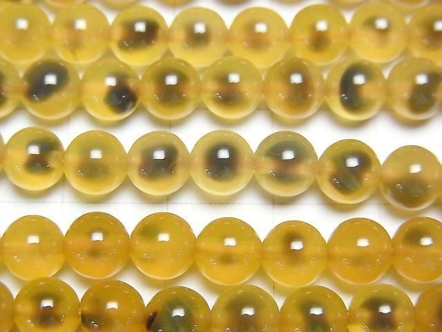[Video] Yellow color Tapioca Agate Round 6mm 1strand beads (aprx.14inch/35cm)