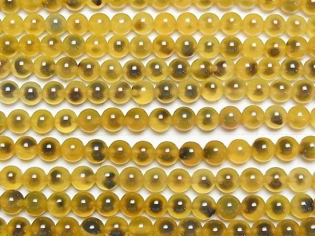[Video] Yellow color Tapioca Agate Round 6mm 1strand beads (aprx.14inch/35cm)