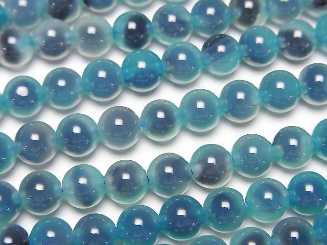 [Video] Blue color Tapioca Agate Round 6mm 1strand beads (aprx.14inch/35cm)