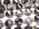 [Video]High Quality! Snowflake Obsidian Twist x Multiple Facets 8x7x7mm 1strand beads (aprx.15inch/36cm)