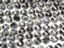[Video]High Quality! Snowflake Obsidian Twist x Multiple Facets 10x8x8mm 1strand beads (aprx.15inch/36cm)