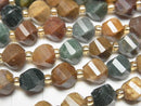 [Video]High Quality! Ocean Jasper Twist x Multiple Facets 8x7x7mm 1strand beads (aprx.15inch/36cm)