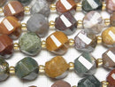 [Video]High Quality! Ocean Jasper Twist x Multiple Facets 10x9x9mm 1strand beads (aprx.15inch/36cm)