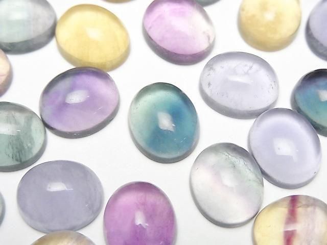 [Video] Multicolor Fluorite AAA Oval Cabochon 12x10mm 4pcs