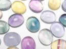 [Video] Multicolor Fluorite AAA Oval Cabochon 12x10mm 4pcs