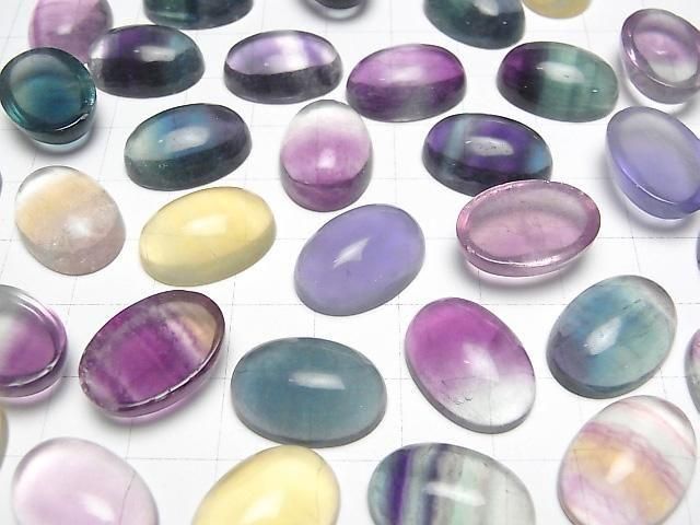 [Video] Multicolor Fluorite AAA Oval Cabochon 18x13mm 3pcs