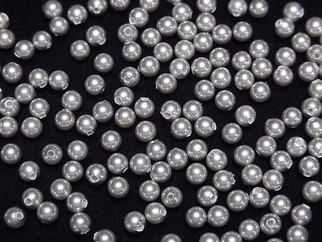 [Video]Shell Pearl Silver Half Drilled Hole Round 4mm 20pcs
