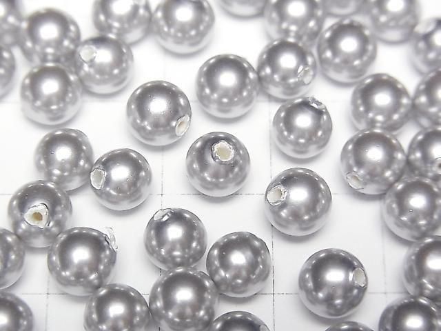 [Video]Shell Pearl Silver Half Drilled Hole Round 6mm 20pcs