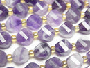 [Video]High Quality! Stripe Amethyst Twist x Multiple Facets 8x6x6mm 1strand beads (aprx.15inch/36cm)