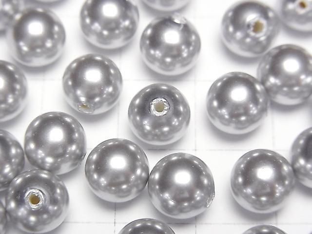 [Video]Shell Pearl Silver Half Drilled Hole Round 8mm 20pcs