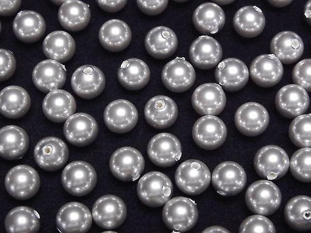 [Video]Shell Pearl Silver Half Drilled Hole Round 8mm 20pcs