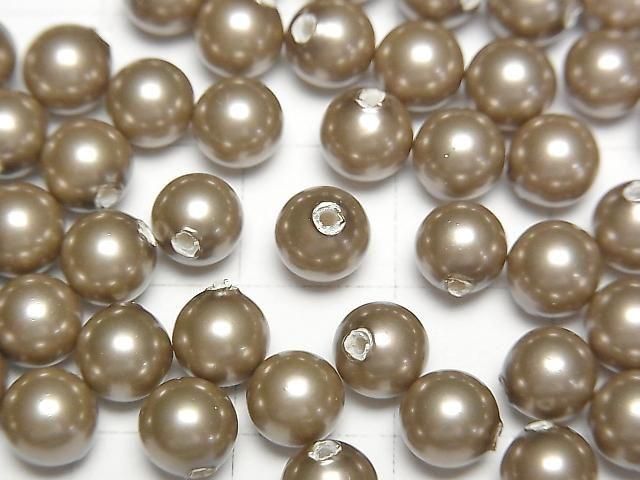 [Video]Shell Pearl Gold Half Drilled Hole Round 6mm 20pcs