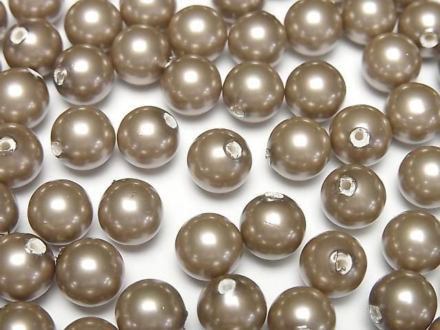 [Video]Shell Pearl Gold Half Drilled Hole Round 8mm 20pcs