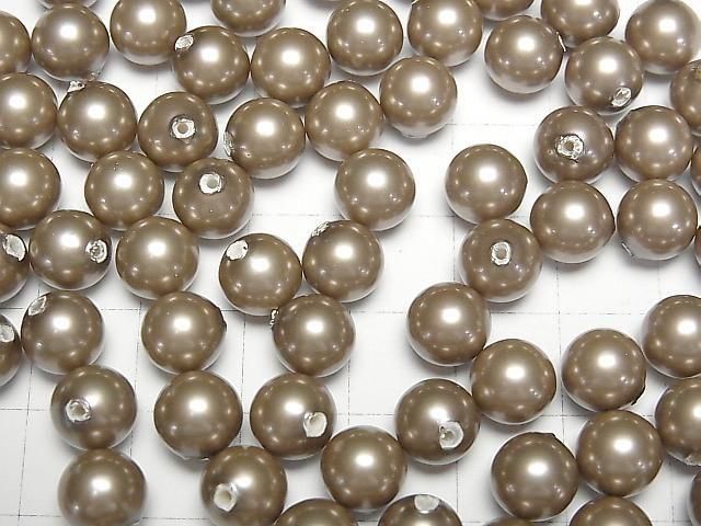 [Video]Shell Pearl Gold Half Drilled Hole Round 8mm 20pcs