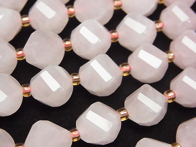 [Video]High Quality! Rose Quartz AA++ Twist x Multiple Facets 10x9x9mm 1strand beads (aprx.15inch/36cm)