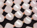 [Video]High Quality! Rose Quartz AA++ Twist x Multiple Facets 10x9x9mm 1strand beads (aprx.15inch/36cm)