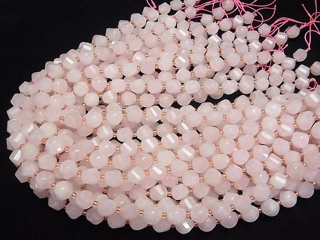 [Video]High Quality! Rose Quartz AA++ Twist x Multiple Facets 10x9x9mm 1strand beads (aprx.15inch/36cm)