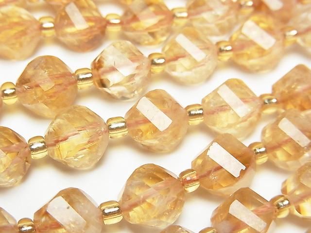 [Video]High Quality! Phantom Citrine AA++ Twist x Multiple Facets 8x6x6mm half or 1strand beads (aprx.15inch/37cm)