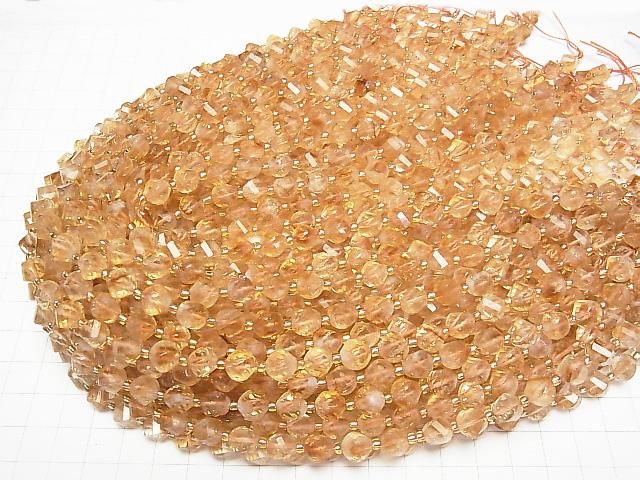 [Video]High Quality! Phantom Citrine AA++ Twist x Multiple Facets 8x6x6mm half or 1strand beads (aprx.15inch/37cm)